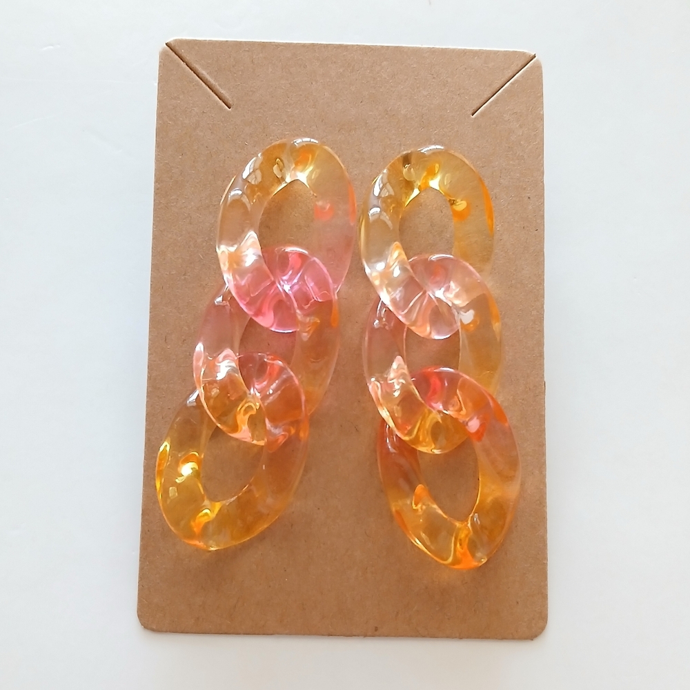Fashion Jewelry Pink and Orange Earrings - Picture 1 of 4